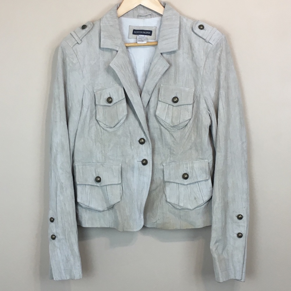 Boston Proper Genuine Suede Cargo Jacket